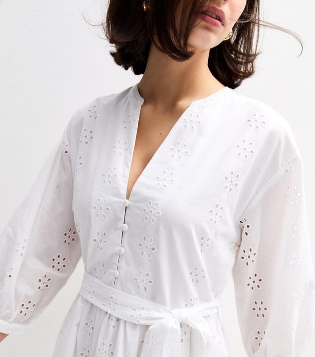 New Look Women's White Broderie Anglaise Mini Dress New Look - 3