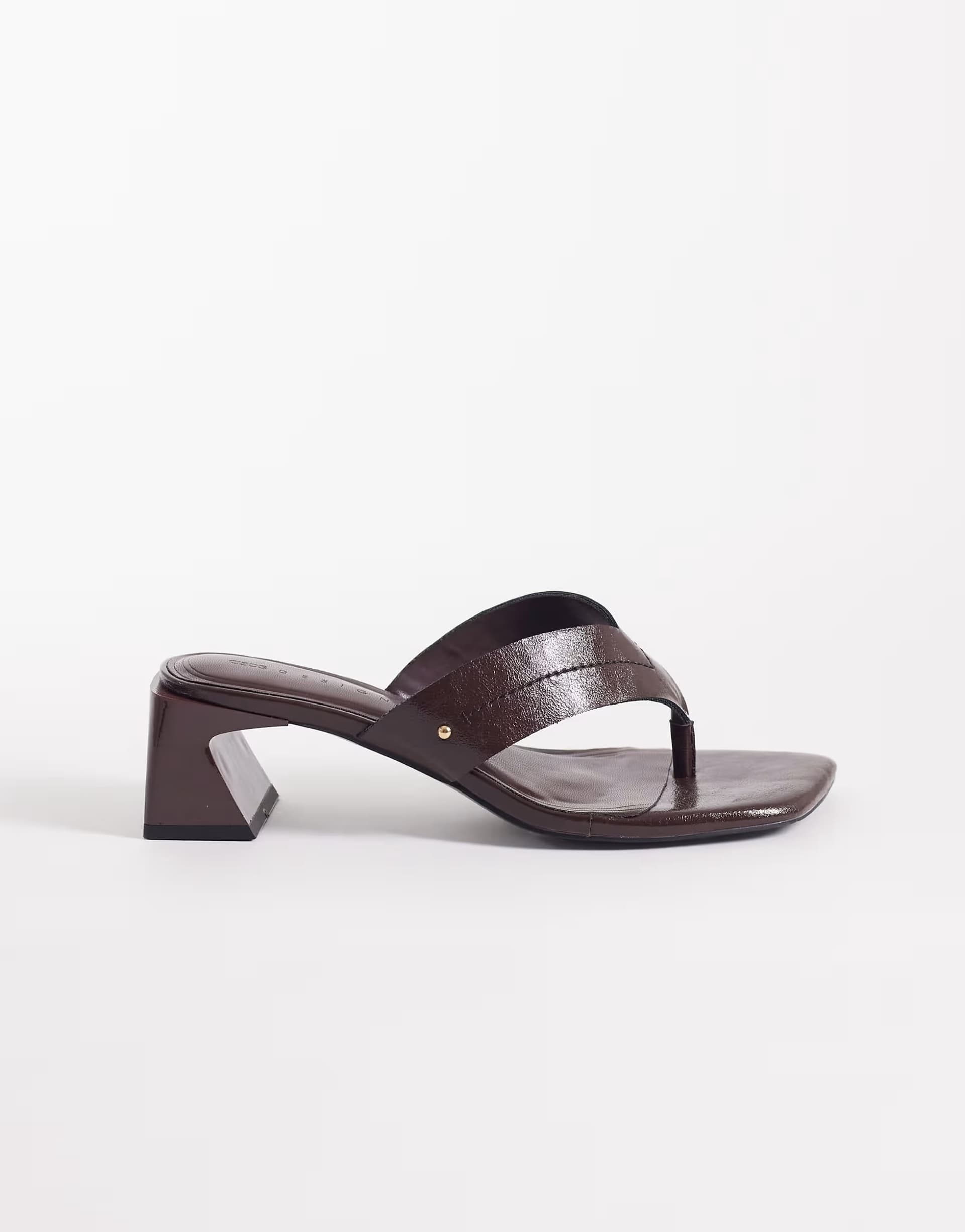 ASOS ASOS DESIGN Honest toe thong block heeled sandals in chocolate