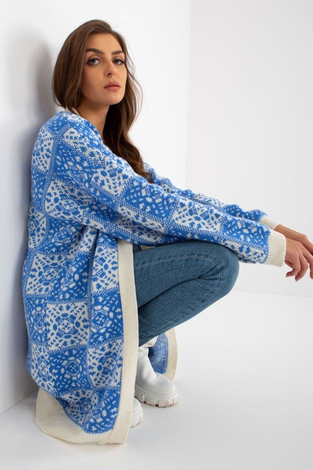 Love Lace Love Lace Women's Unbuttoned Long Sleeve Cardigan Style 170809 in Blue