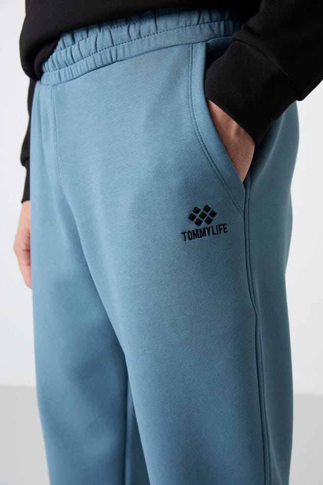 Tommy Life Tommy Life Men's Slim Jogger Sweatpants in Mid Blue - 3