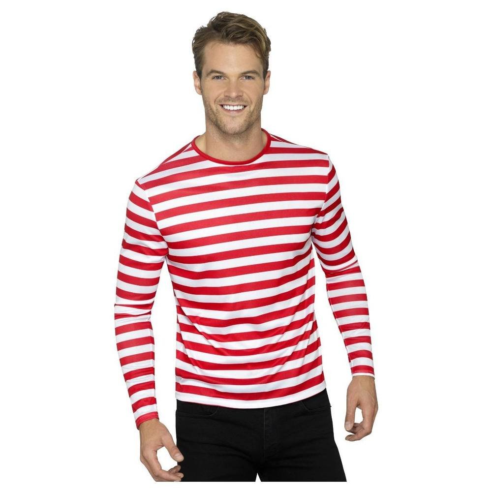 Smiffys Smiffys Men's Striped Long-Sleeved T-Shirt in Red - 2