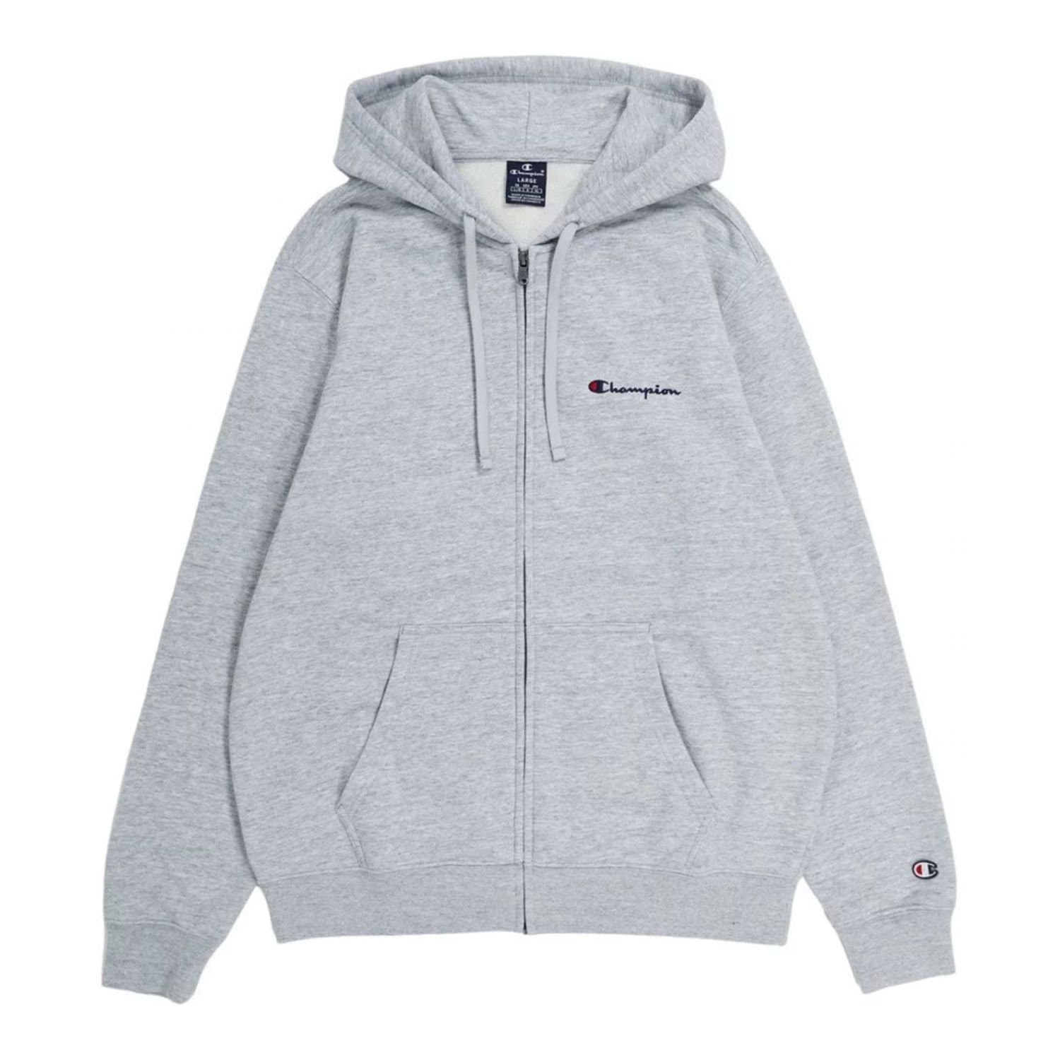 Champion Champion Men's Chest Logo Full Zip Hoodie in Grey