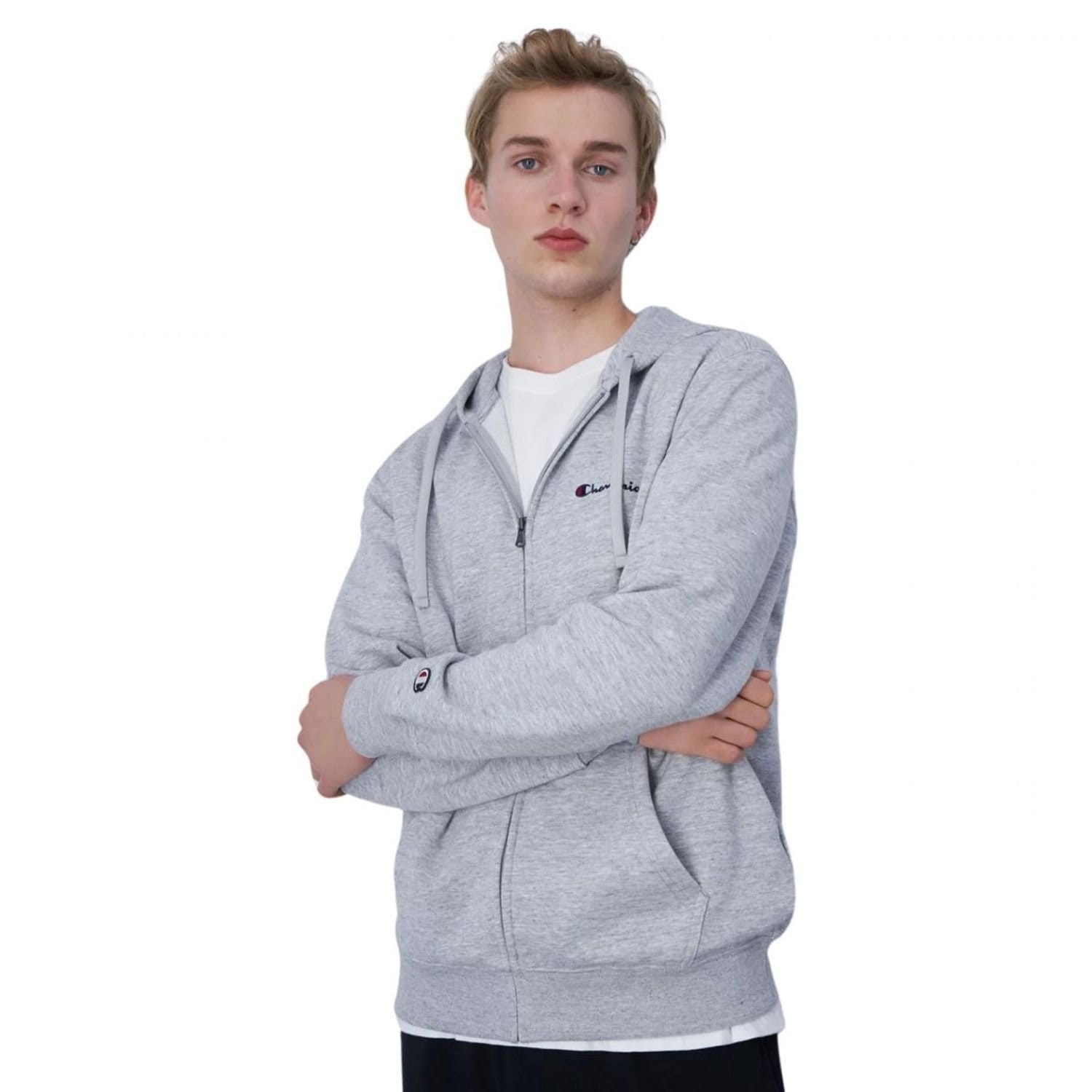Champion Champion Men's Chest Logo Full Zip Hoodie in Grey - 4