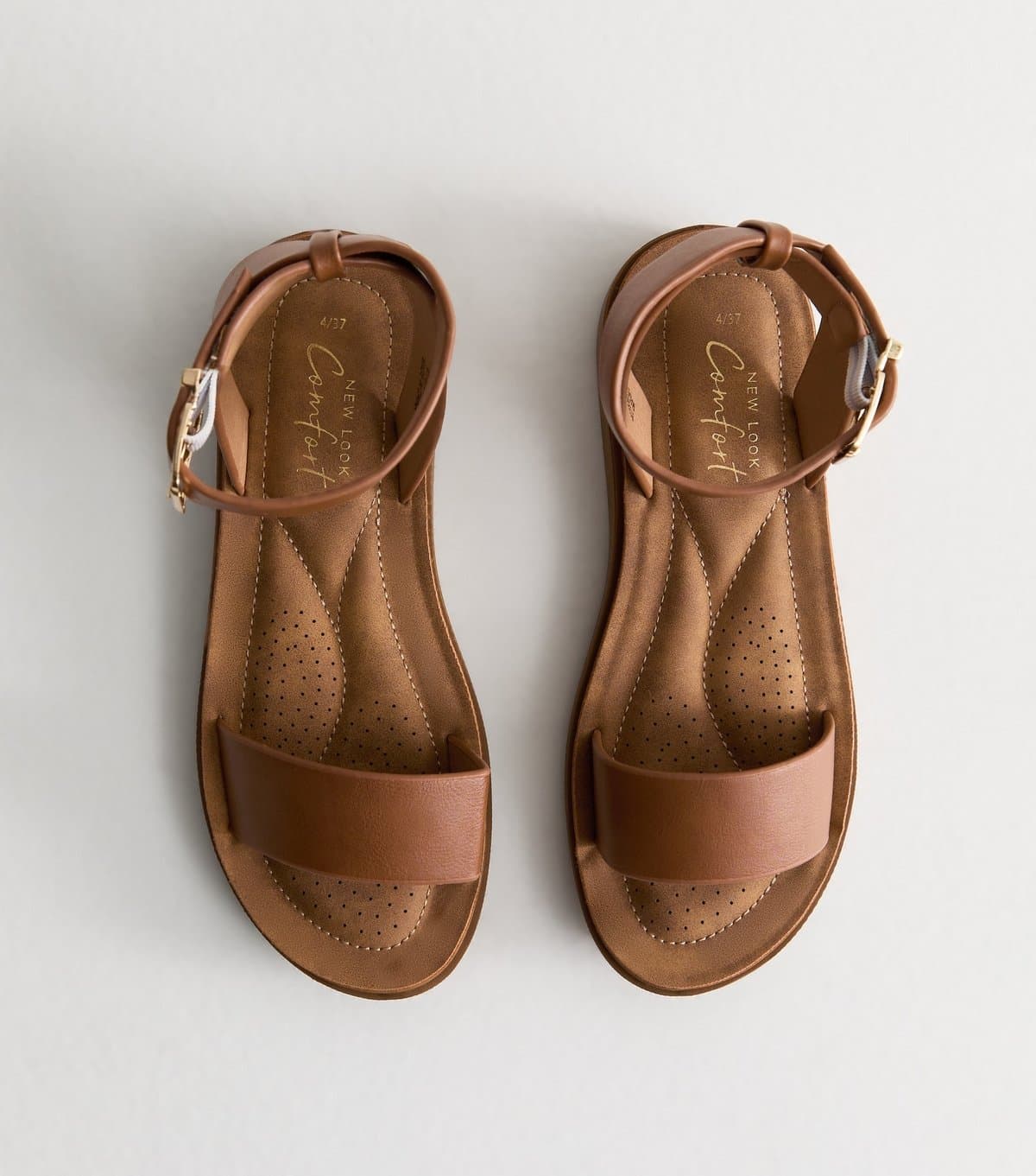 New Look Women's Tan Brown Faux Suede Open Toe Sandals Vegan New Look