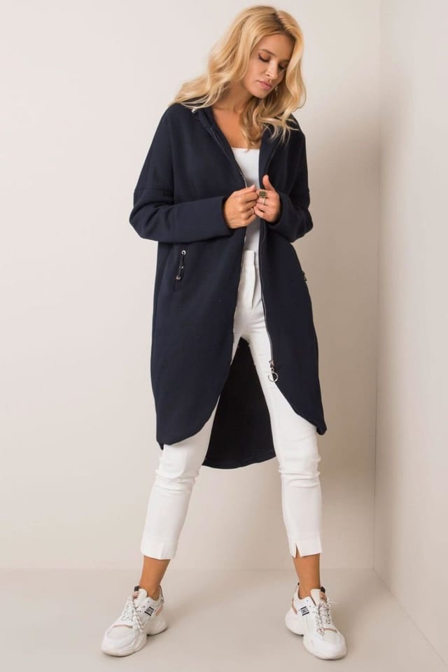 Love Lace Love Lace Women's Extended Cut Zip Hoodie Sweatshirt Pockets Style 168771 in Blue - 2