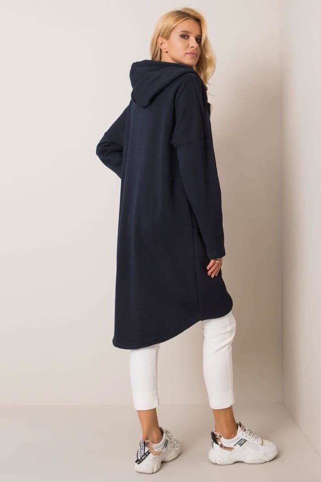 Love Lace Love Lace Women's Extended Cut Zip Hoodie Sweatshirt Pockets Style 168771 in Blue - 3