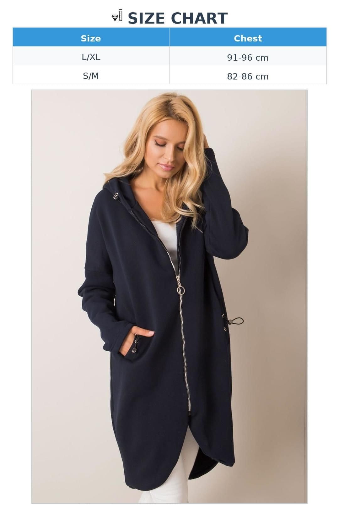 Love Lace Love Lace Women's Extended Cut Zip Hoodie Sweatshirt Pockets Style 168771 in Blue - 4