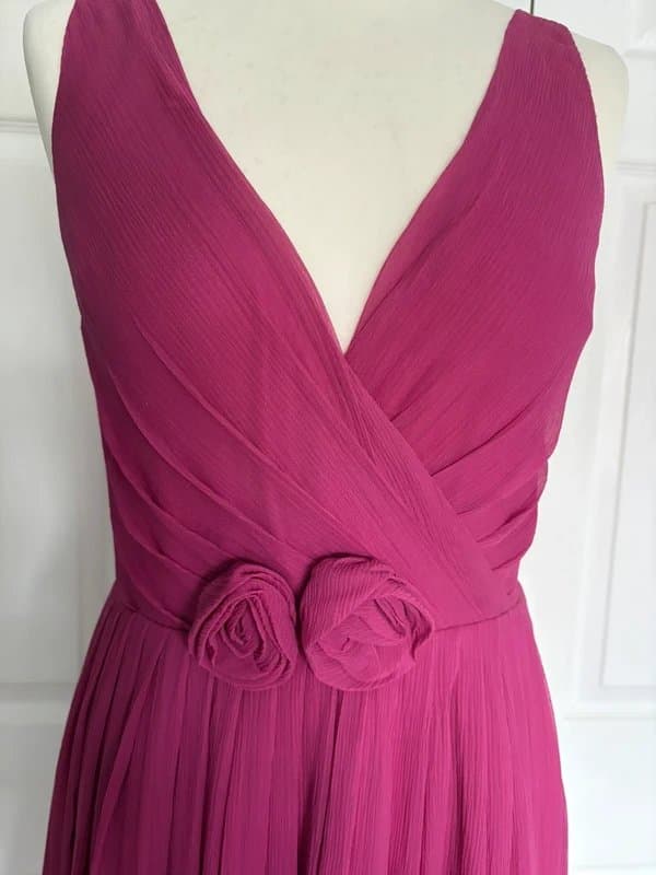 Oasis Stunning Cerise Pink 100% Silk Oasis Belle Midi Dress – Wedding Guest Party Size 10