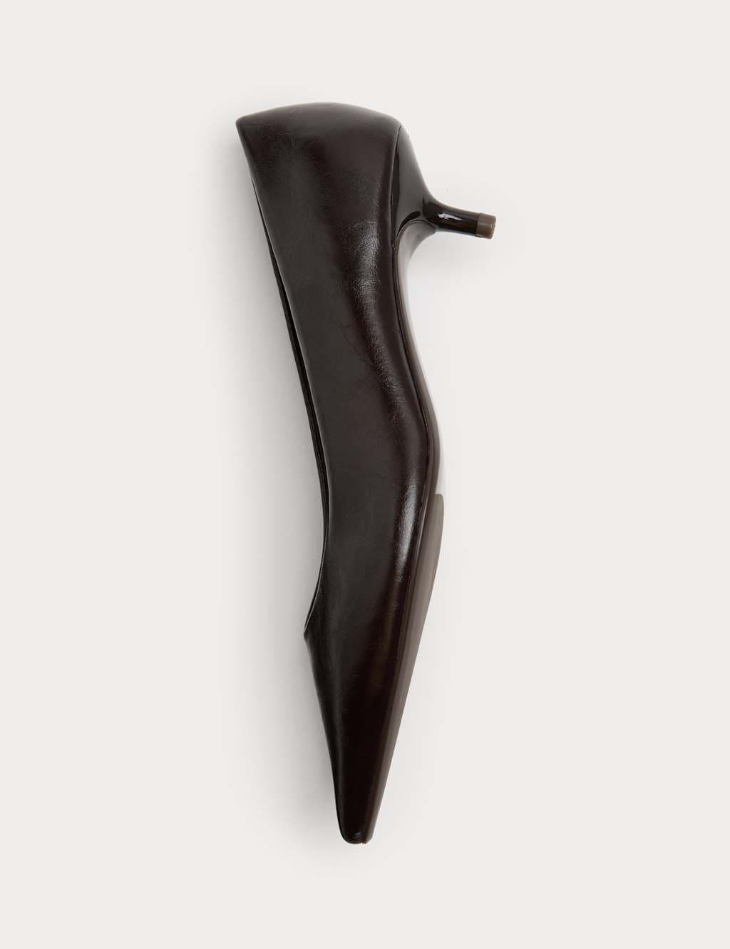 Marks & Spencer M&S Kitten Heel Pointed Court Shoes Dark Brown