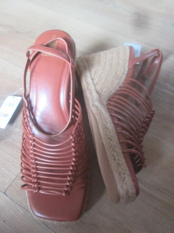 Next Next size 6.5 faux leather peep toe high wedge heel sandals shoes Brand new with tags