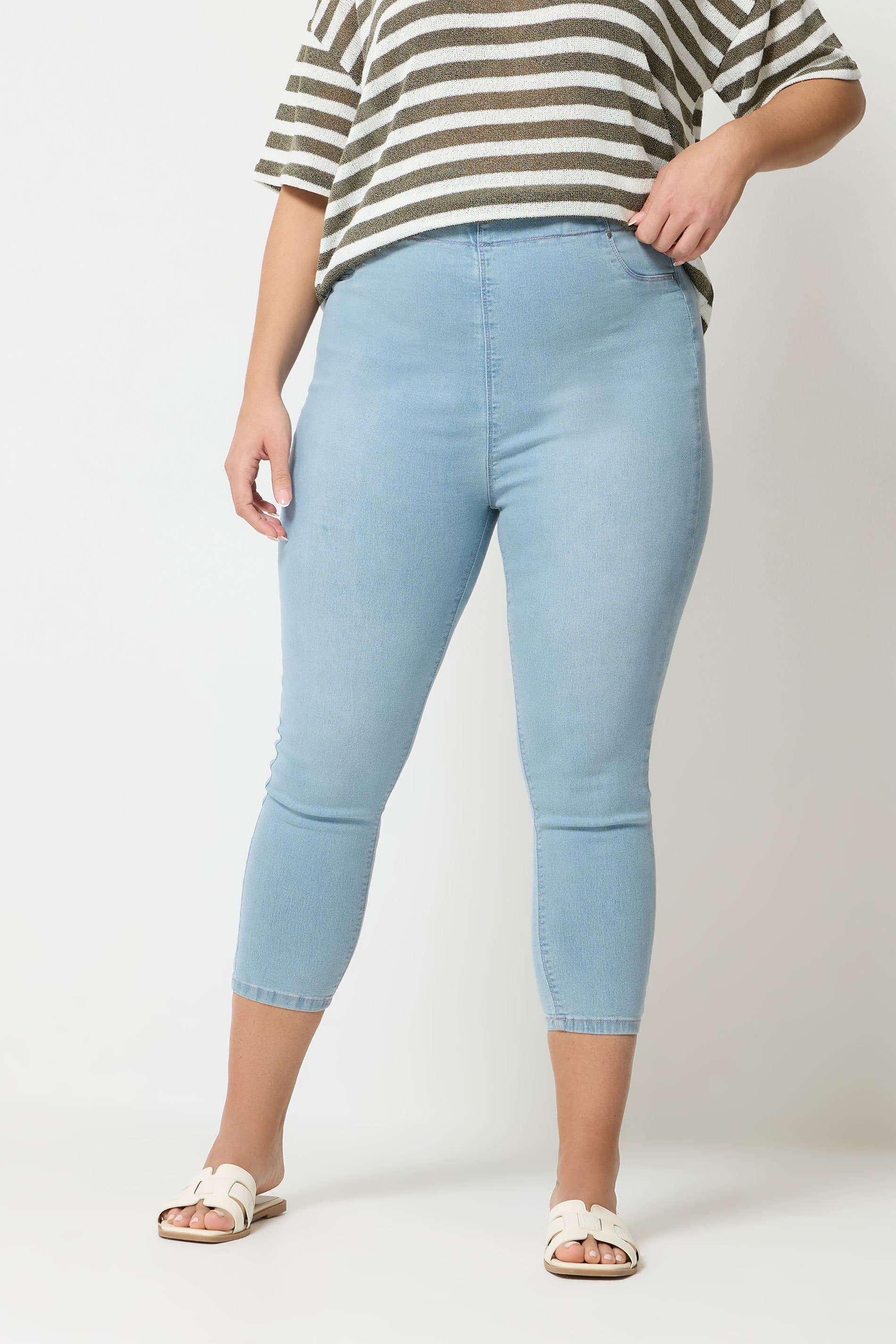 Yours Plus Size Light Blue Cropped Jenny Jeggings