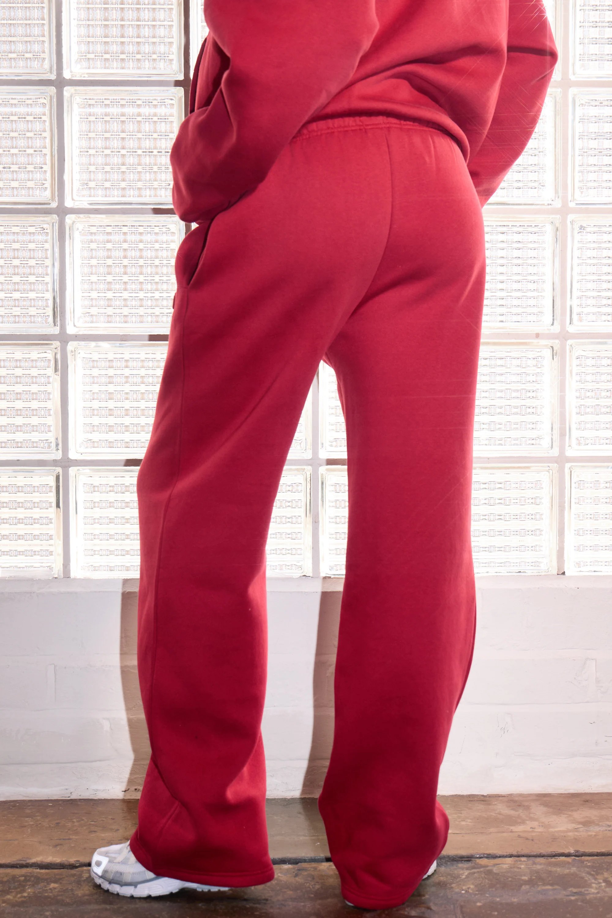 Kaiia Kaiia Embossed Logo Wide Leg Joggers Deep Red - 4