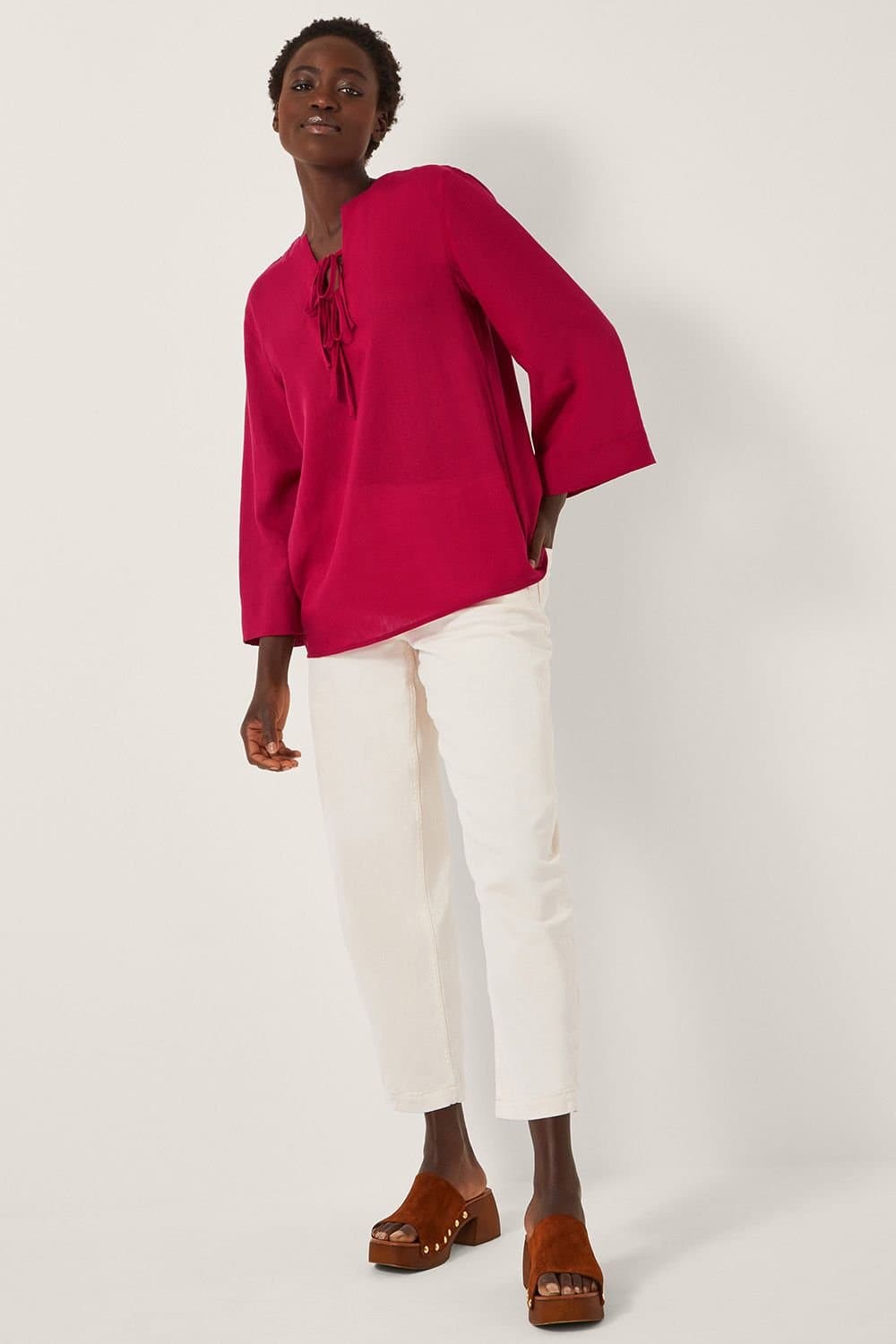 Monsoon Monsoon Women's Mischa Tie Front Tunic Top Red