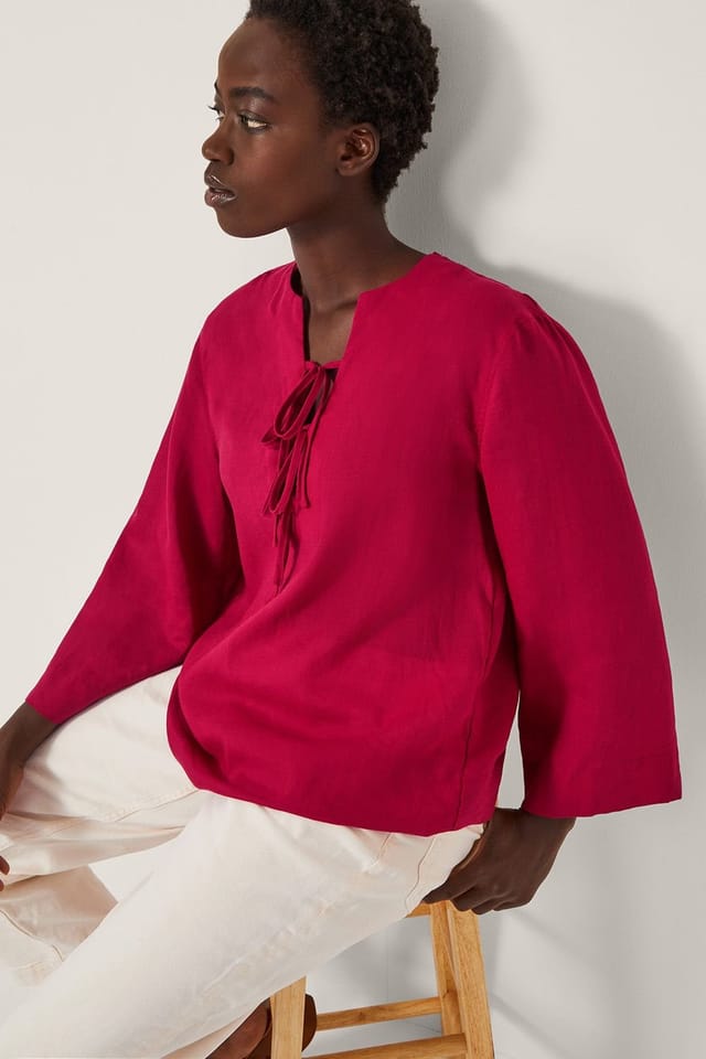 Monsoon Monsoon Women's Mischa Tie Front Tunic Top Red - 3