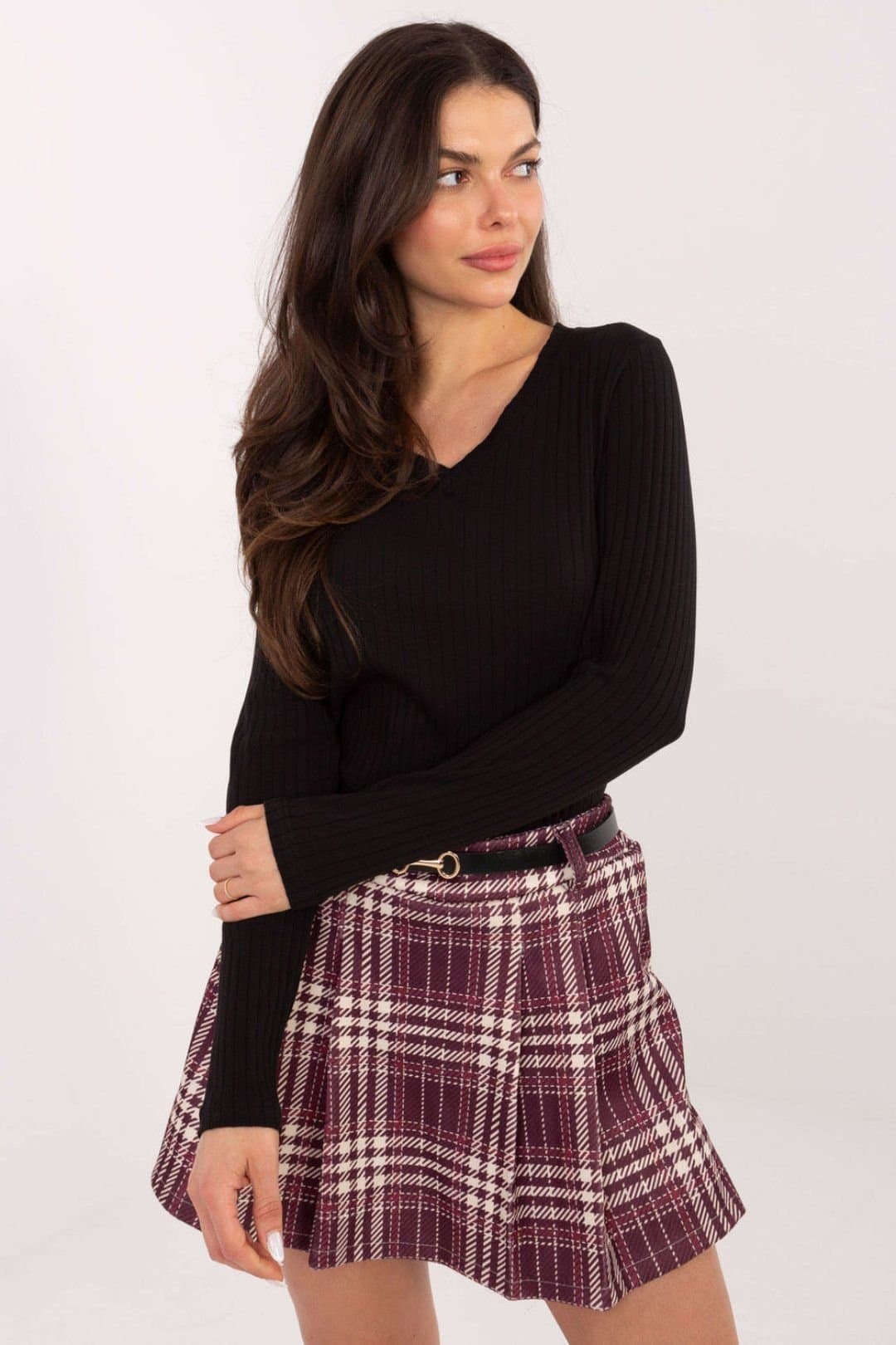 Love Lace Love Lace Black Cotton/Elastane V-Neck Blouse