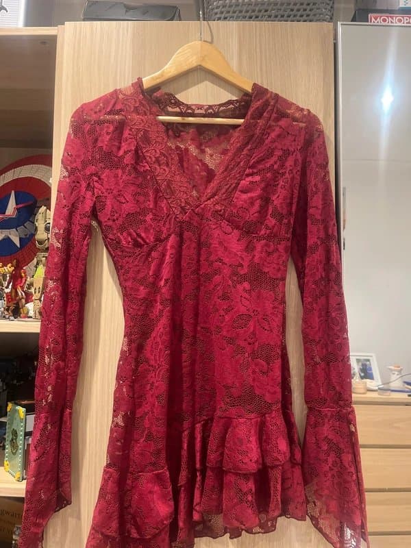 RED Red lace slip on dress