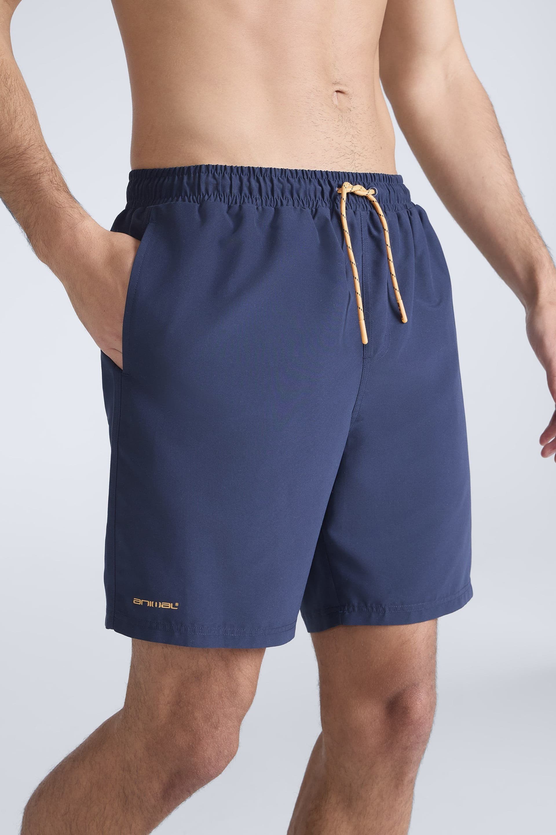 Animal Animal Men's 'Deep Dive' Lightweight Elastic Waist Quick Dry Beach Boardshorts in Dark Blue