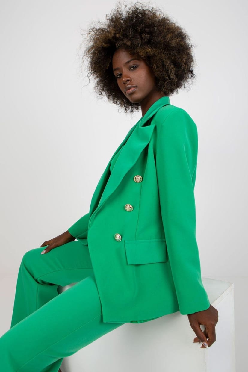 Love Lace Love Lace Women's Lined Button Jacket with Cushions in Green - 1