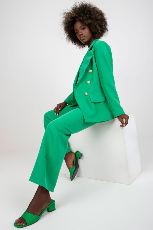 Love Lace Love Lace Women's Lined Button Jacket with Cushions in Green - 2