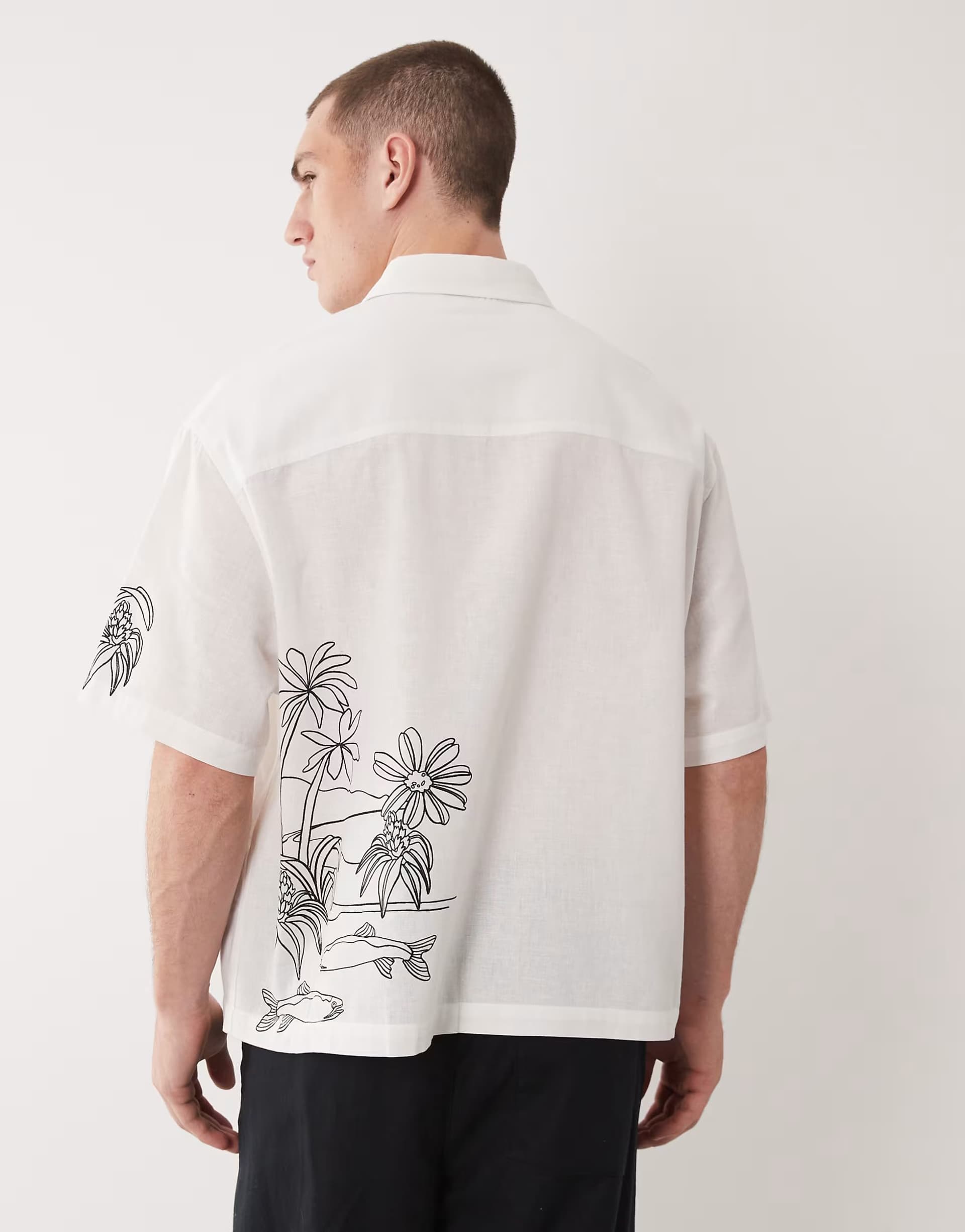ASOS ASOS DESIGN boxy oversized shirt with back and sleeve print in white