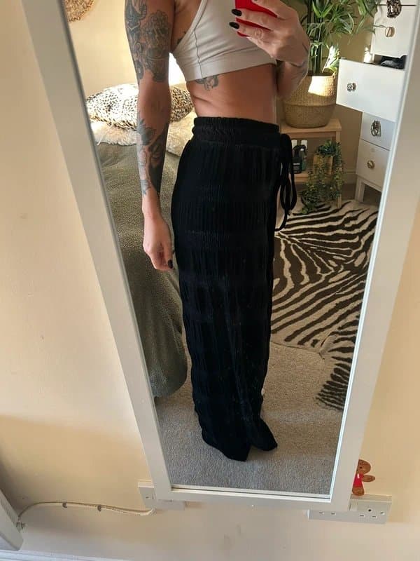 ASOS ASOS black velvet wide leg trousers 10