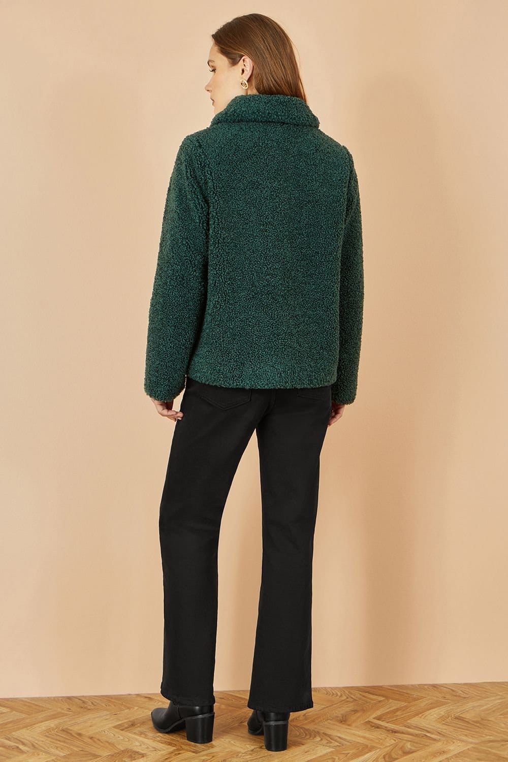 Yumi Yumi Women's Green Short Teddy Bear Jacket - 4