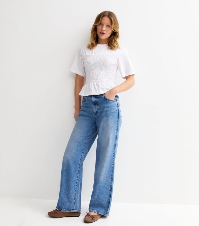 New Look Women's White Cotton Shirred Bodice T-Shirt New Look - 3