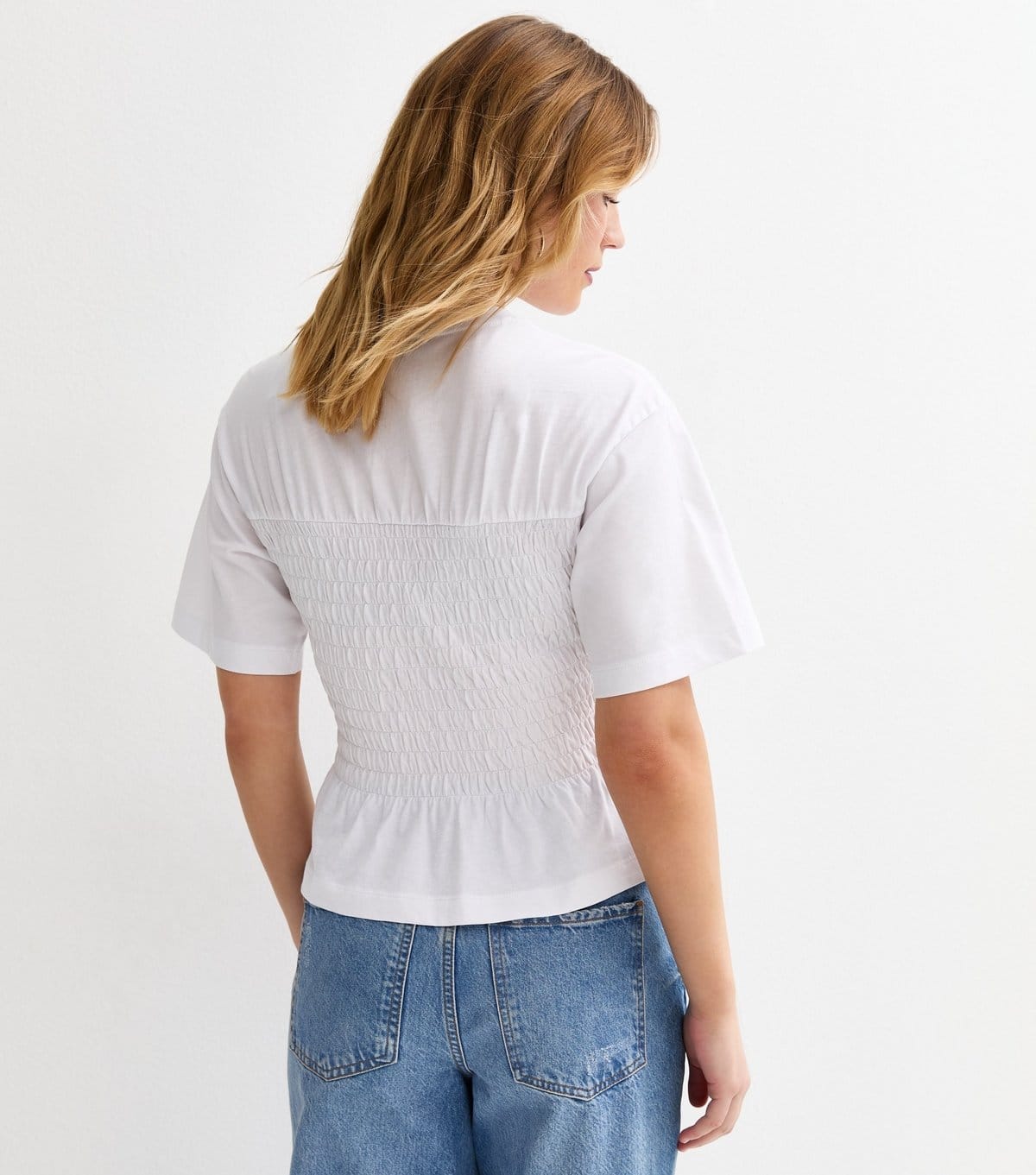 New Look Women's White Cotton Shirred Bodice T-Shirt New Look - 4