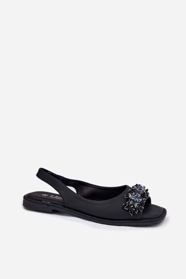 Love Lace Love Lace Women's S Barski Flat Crystal Embellished Comfort Sandals in Black - 2