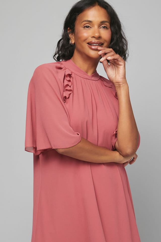 Wallis Wallis Women's Ruffle Hem Shift Dress in Rose - 2