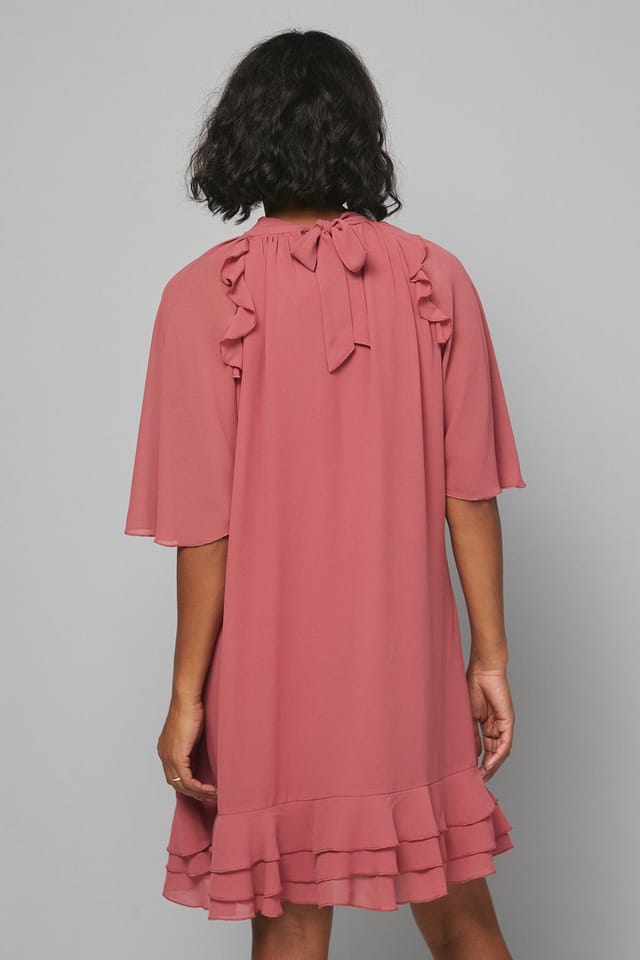 Wallis Wallis Women's Ruffle Hem Shift Dress in Rose - 3