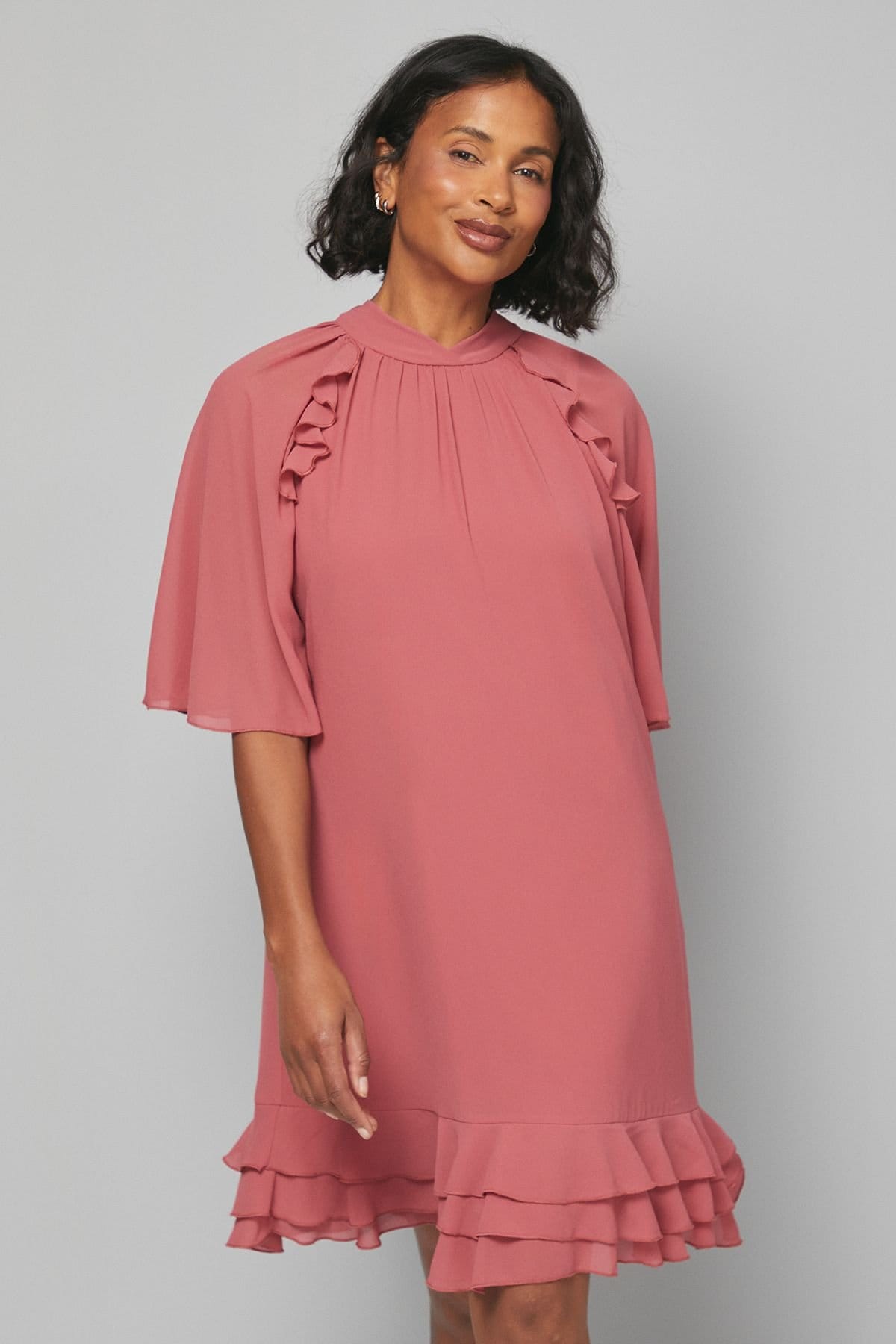 Wallis Wallis Women's Ruffle Hem Shift Dress in Rose - 4