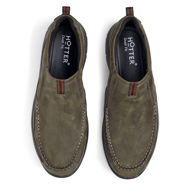 Hotter Hotter Men's 'Boost' Dual Fit Slip-On Shoes in Khaki - 3