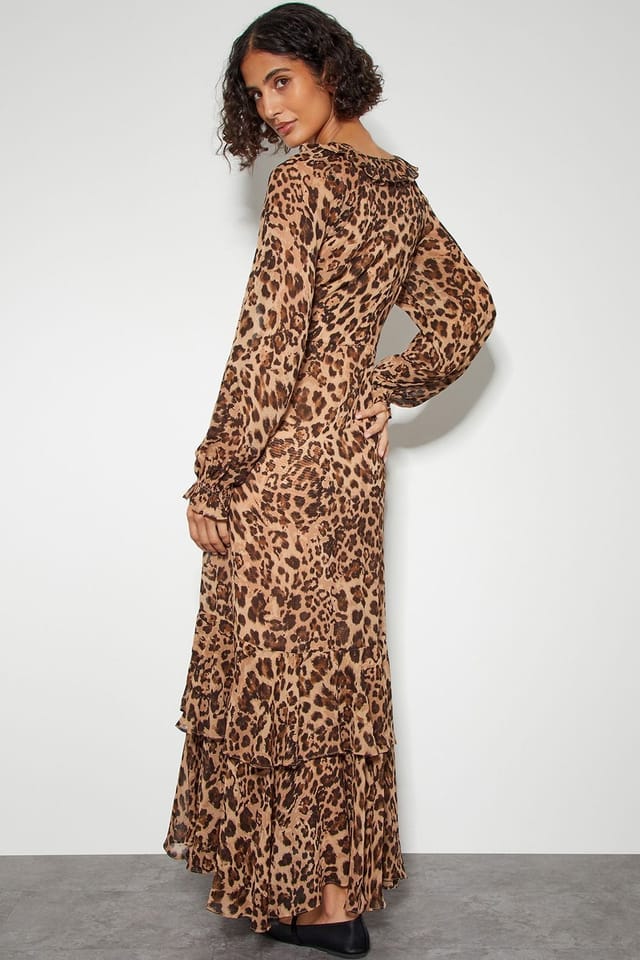 Monsoon Monsoon Women's Rowena Leopard Print Ruffle Dress Brown - 3