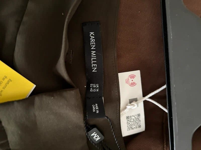 Karen Millen Karen Millen Green silk wide leg cropped trosers