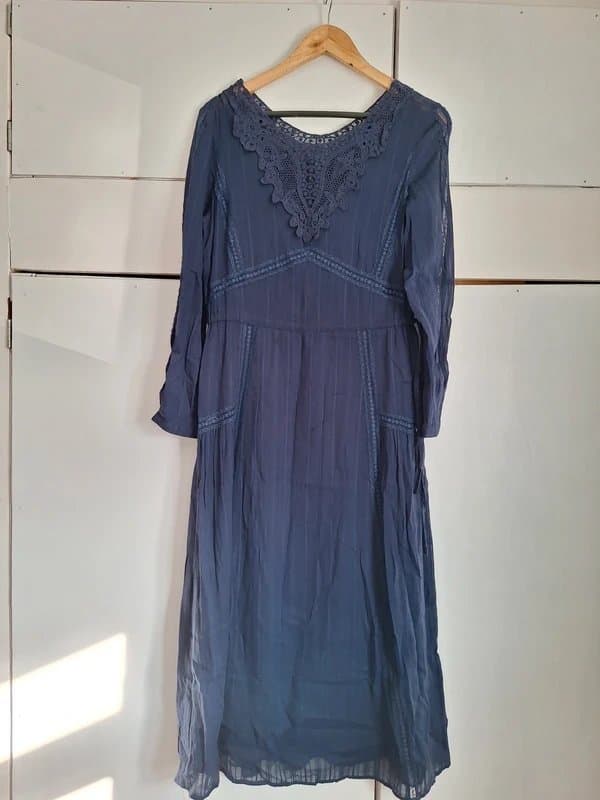 Laura Ashley Laura Ashley navy light cotton maxi dress size UK 8