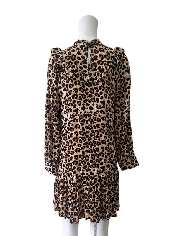 New Look New Look Shift Dress Size 8 Womens NEW EU36 Brown Animal Print Bib RRP £18