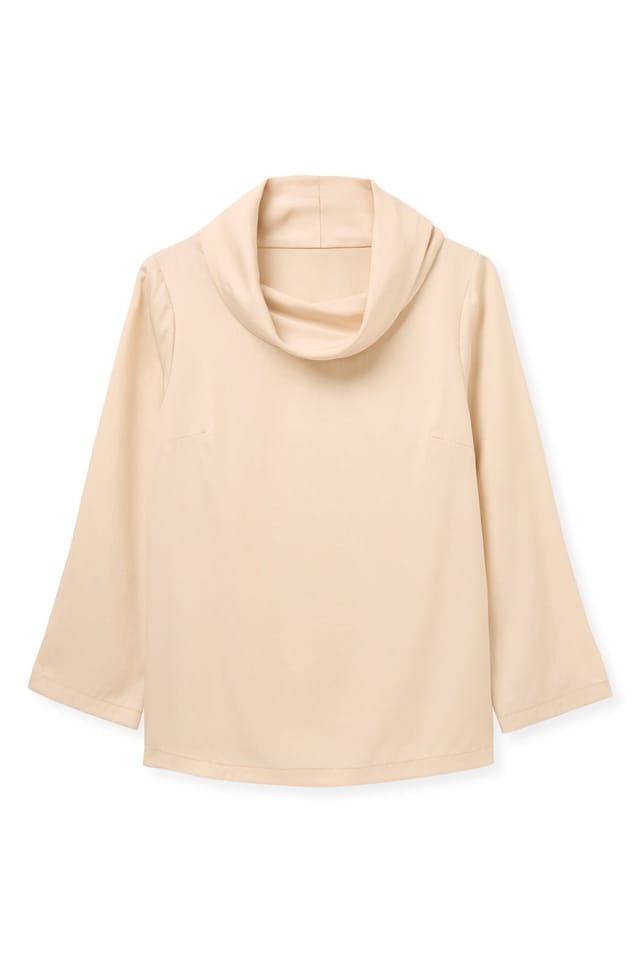 Celtic & Co Celtic & Co Women's Drape Cowl Neck Top in Warm White - 2