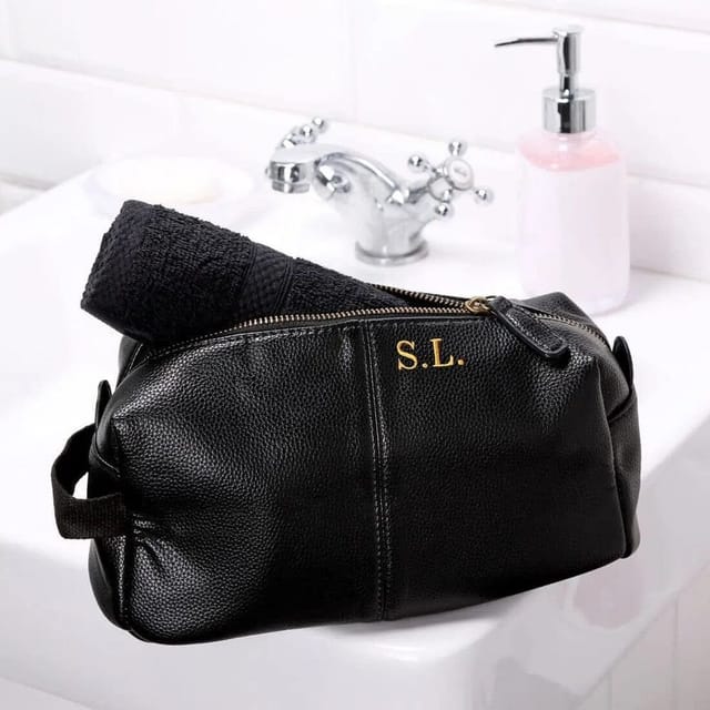 Duncan Stewart Duncan Stewart Personalised Men's Wash Bag & Face Towel Set in Black - 2