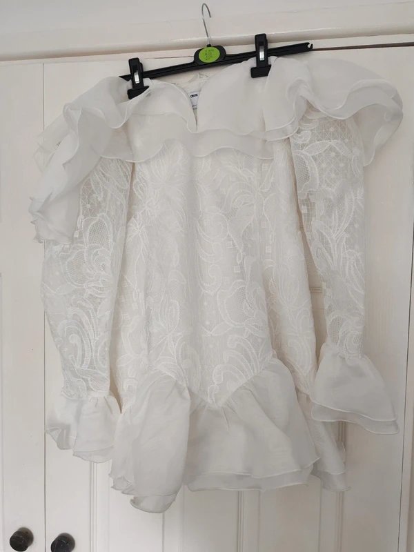 ASOS ASOS luxe bridal / hen ruffle lace dress with sleeves - 1