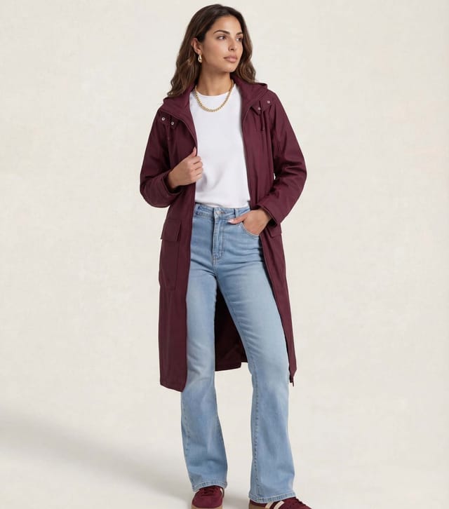Urban Bliss Women's Burgundy Rubberised Raincoat Urban Bliss New Look - 2