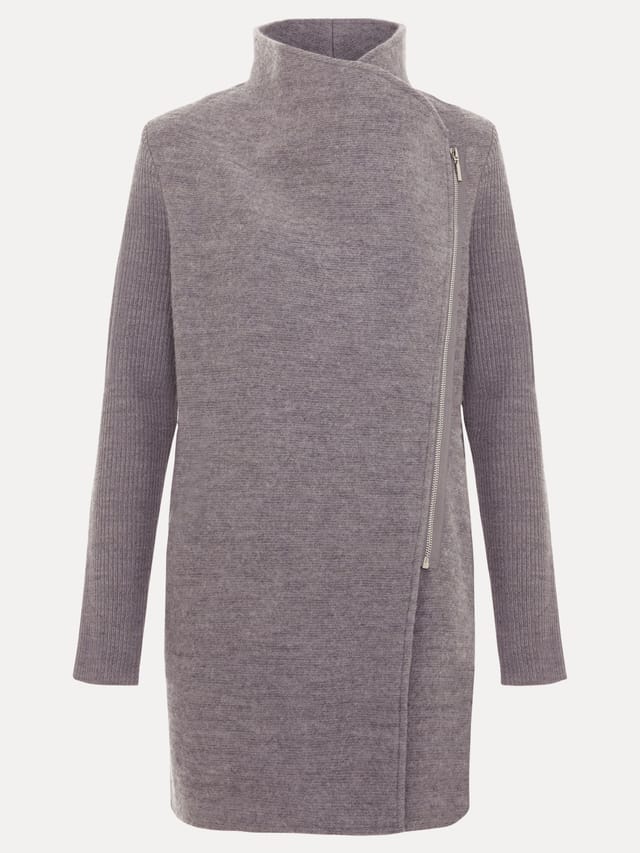 Phase Eight Phase Eight Women's Byanca Zip Knit Coat in Mid Grey - 2