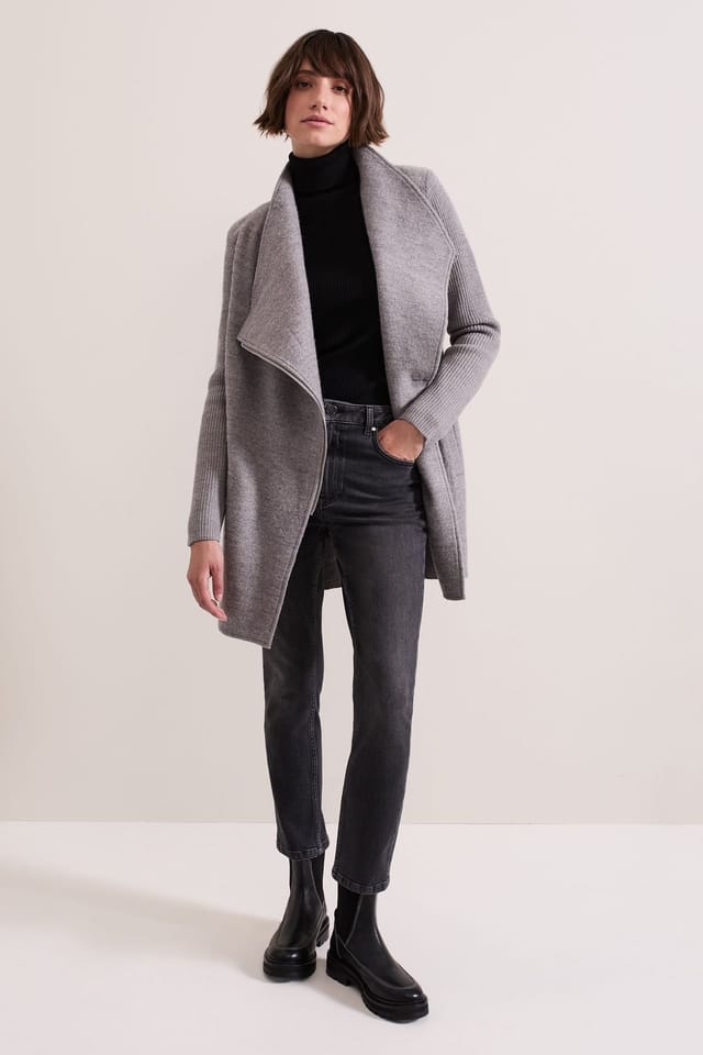 Phase Eight Phase Eight Women's Byanca Zip Knit Coat in Mid Grey - 3