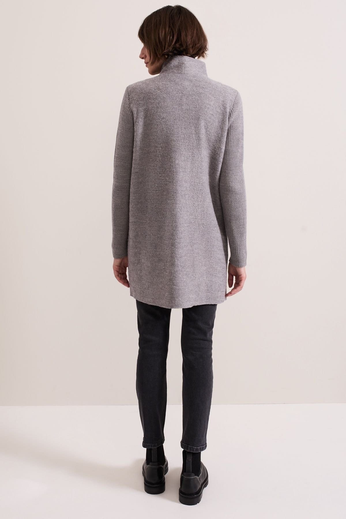 Phase Eight Phase Eight Women's Byanca Zip Knit Coat in Mid Grey - 4