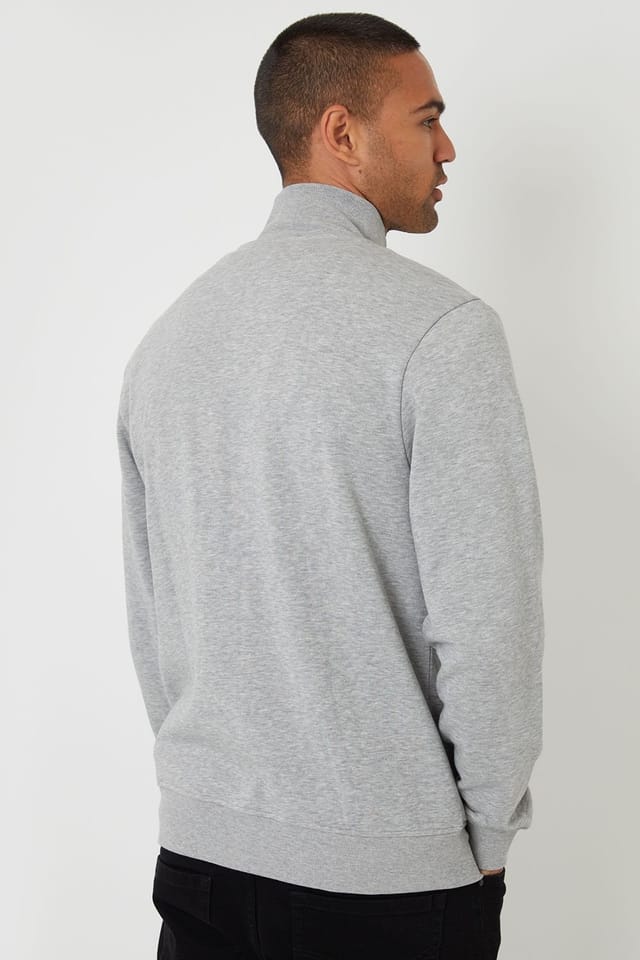 Threadbare Threadbare Men's Funnel Neck Zip Through Sweatshirt in Light Grey - 2