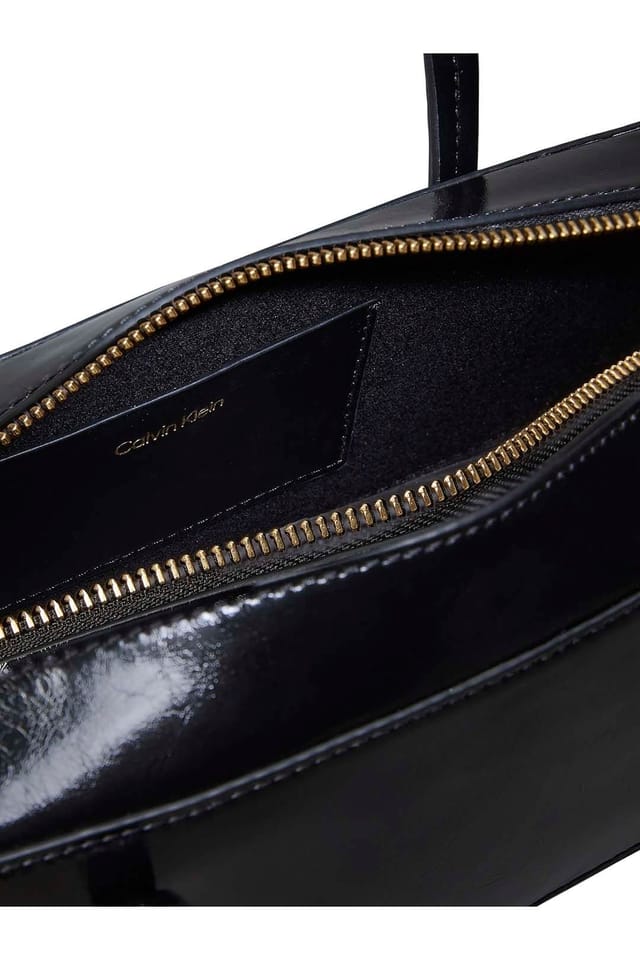 Calvin Klein Calvin Klein Women's Foil Logo Glossy Bauletto Bag Black - 3