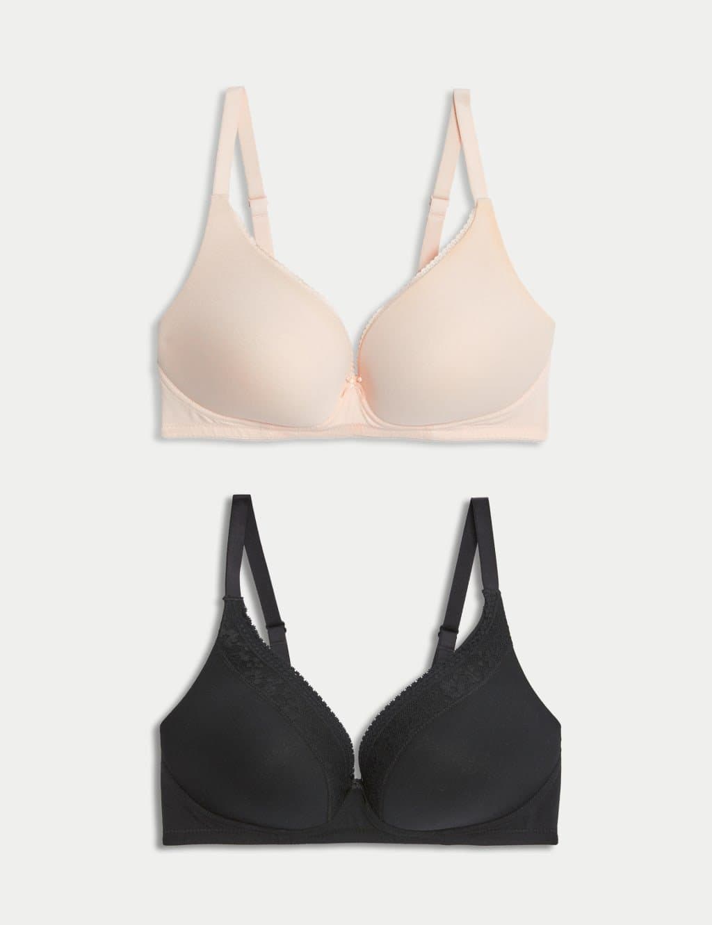 Marks & Spencer M&S 2 Pack Cotton Plunge Lounge Bra Pale Rose