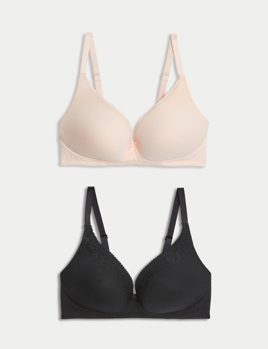 M&S 2 Pack Cotton Plunge Lounge Bra, Pale Rose