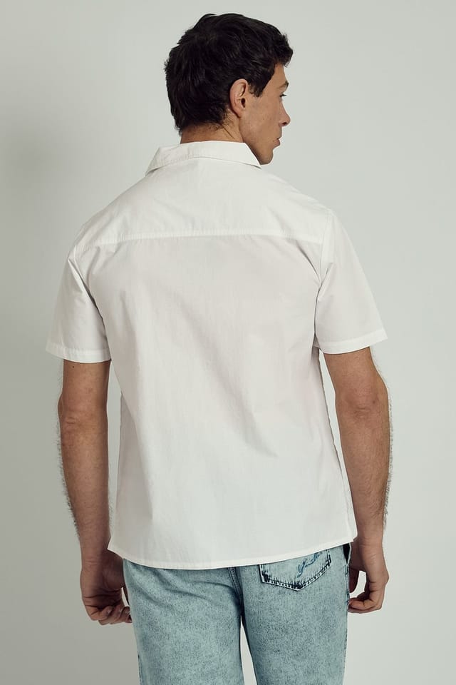 Native Youth Native Youth Men's Cotton Short Sleeve Broderie Lace Shirt in White - 2