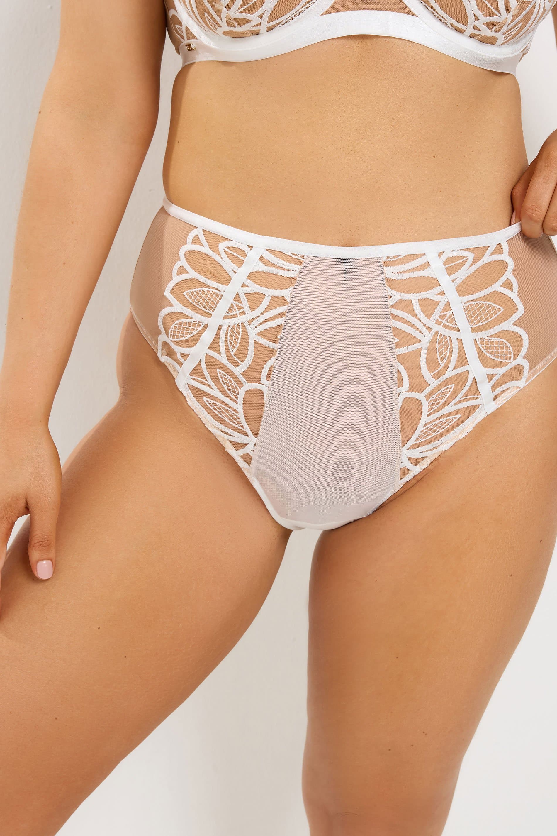 Playful Promises Playful Promise White Graphic Embroidered High Waisted Brief